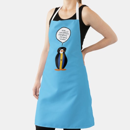 Bajan Flag Talking Ms Penguin Personalized Text エプロン (インサイチュ)