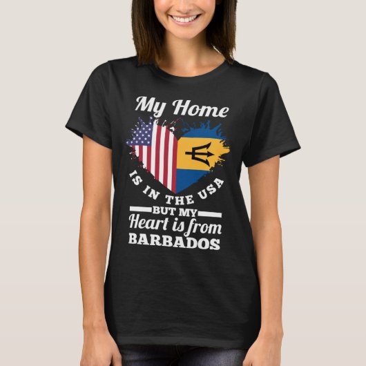 Bajans My Home Is In The USA But My Heart Is From  Tシャツ (正面)