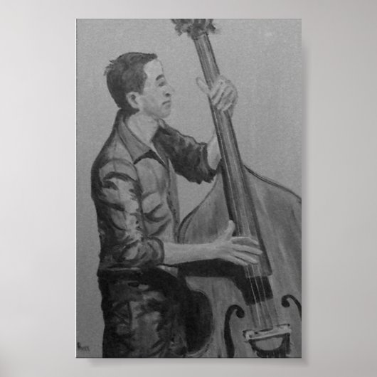 Bajista Hombre O charcoil Artwork Impresidones ポスター (正面)