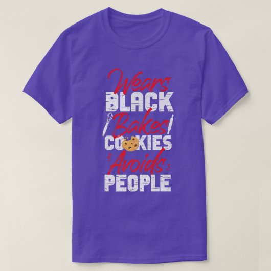 Bake Baking Cookie Wears Black Bakes Cookies Avoid Tシャツ (デザイン正面)