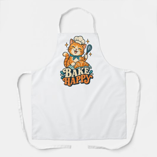 Bake Happy Cat Chef Kitchen Apron エプロン (正面)