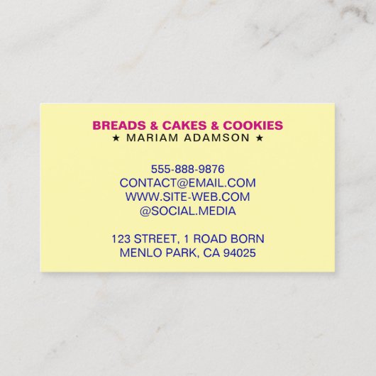 Bake Sale, Cake Stall, Baguette Bakery | Bread 名刺 (裏面)