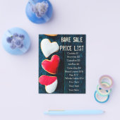 Bake Sale Price ListダークバックグラウンドハートCookie チラシ (シングル)