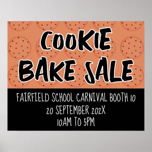 Bake Sale Sign, Cookie Boothポスターテンプレート ポスター (正面)
