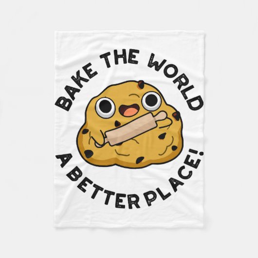 Bake The World A Better Placeかわいいベーキングパン フリースブランケット (正面)