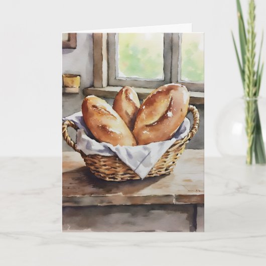 Baked Bread in a Basket Farmhouse Aesthetic  カード (正面)