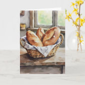 Baked Bread in a Basket Farmhouse Aesthetic  カード (黄色い花)