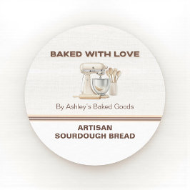 Baked With Love Artisan Bread Bakery Sticker ラウンドシール