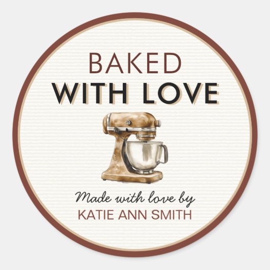 Baked With Love Bakery Goods Label Stickers  ラウンドシール (正面)