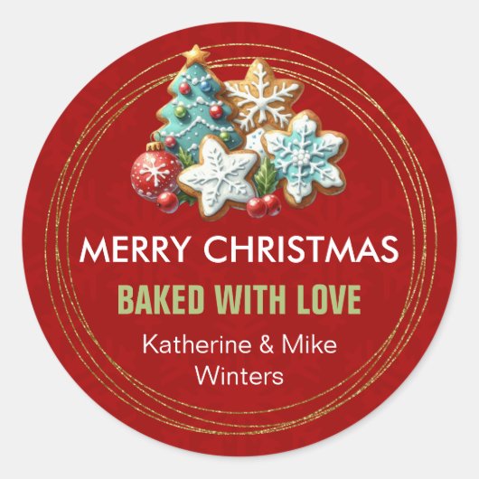 Baked With Love Christmas Cookie ラウンドシール (正面)