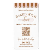 Baked With Love Hand Drawn Whisk QR Code Bakery ラベル (正面)
