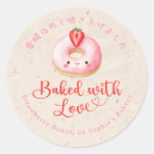 Baked with Love Kraft Kawaii Pink Donut ラウンドシール (正面)