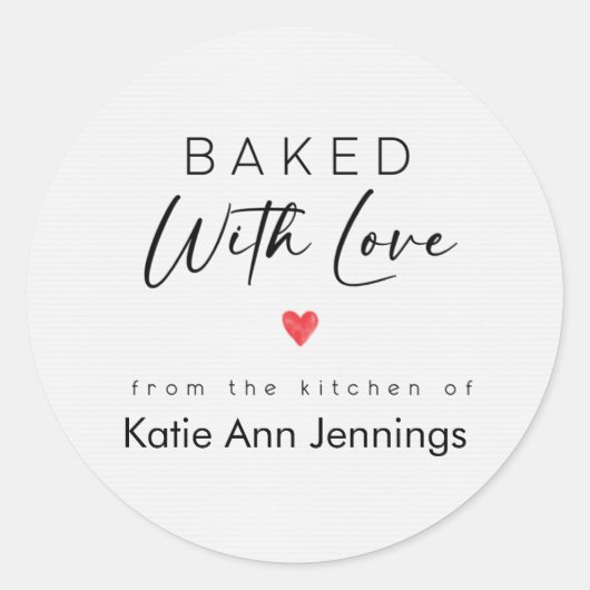Baked With Love Label From the Kitchen Of Sticker ラウンドシール (正面)