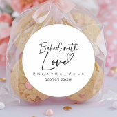 Baked with Love Minimalist Elegant Script ラウンドシール