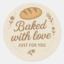 Baked With Love Sticker Label ラウンドシール
