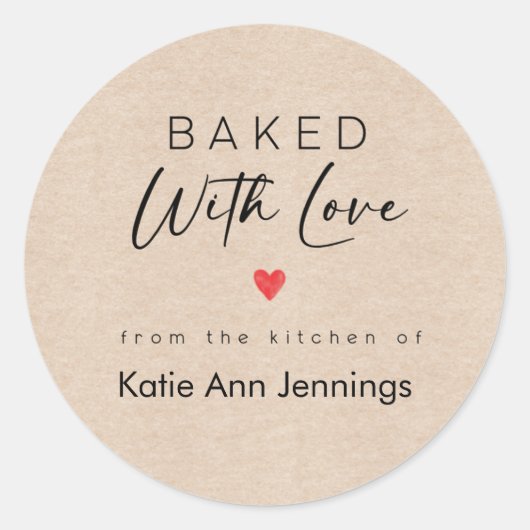Baked With Love Stickers From the Kitchen of Label ラウンドシール (正面)