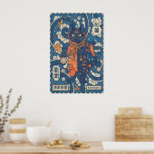 Bakeneko Cat Wall Art - Blue and Orange Flames ポスター (キッチン)