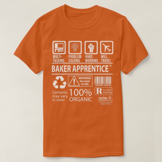 Baker Apprentice MultiTasking Certified Job Gift I Tシャツ (デザイン正面)