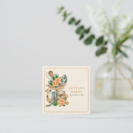 Baker Bakery Baking Utensils スクエア名刺 (スタンド正面)