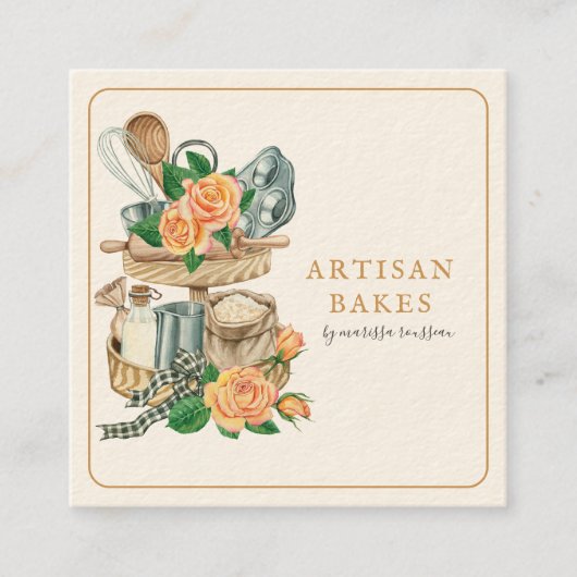 Baker Bakery Baking Utensils スクエア名刺 (正面)