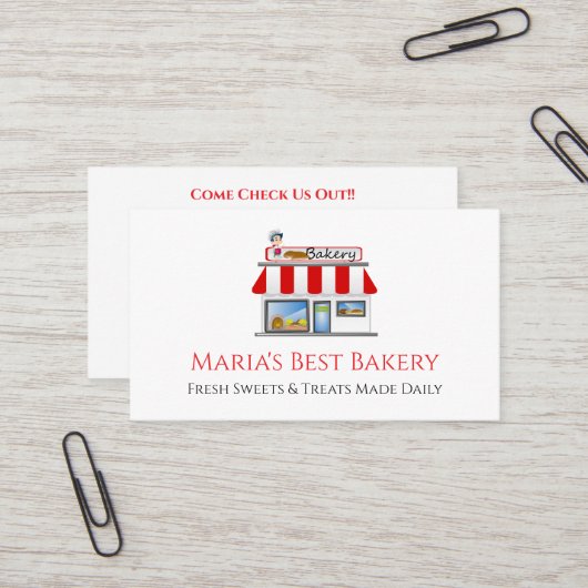 Baker Bakery Store Cafe Business Card 名刺 (正面/裏面インサイチュ)