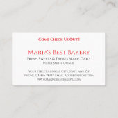 Baker Bakery Store Cafe Business Card 名刺 (裏面)