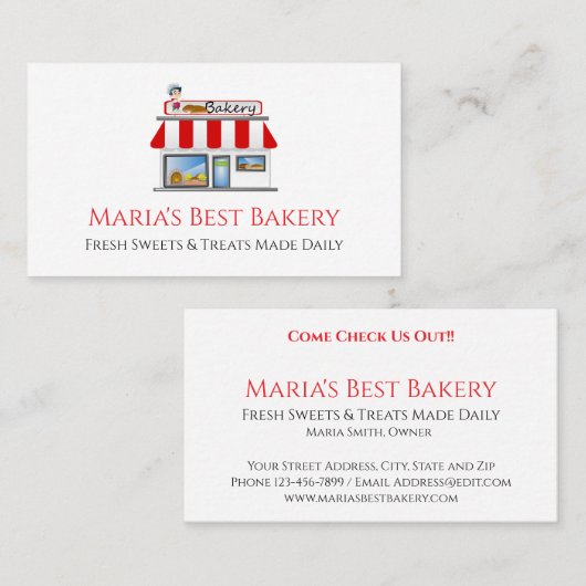 Baker Bakery Store Cafe Business Card 名刺 (正面/裏面)