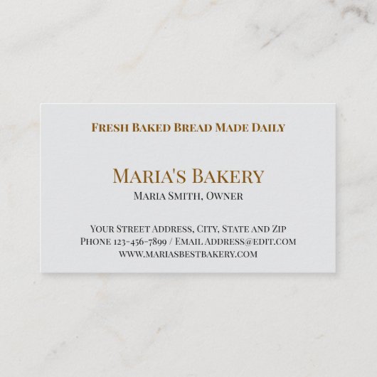 Baker Bakery Store Cafe Business Card 名刺 (裏面)