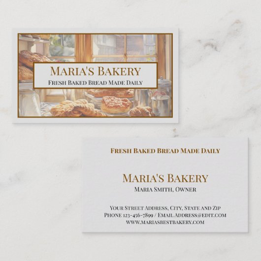 Baker Bakery Store Cafe Business Card 名刺 (正面/裏面)