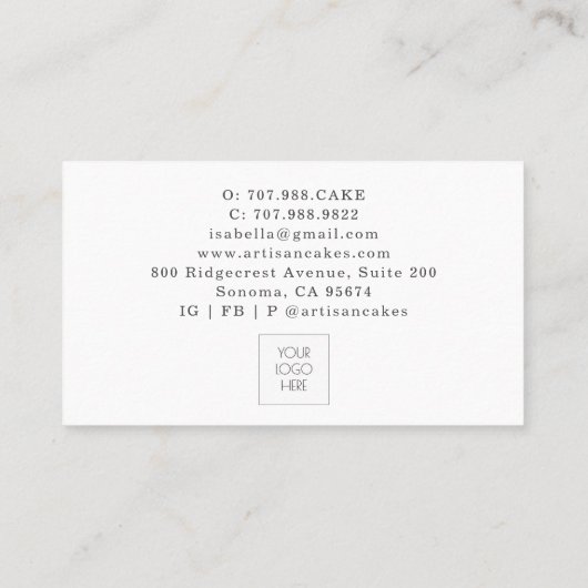 Baker Bakery Tools Pastry Chef Logo Business Card 名刺 (裏面)