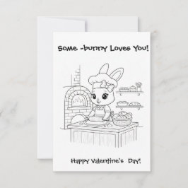 baker bunny Coloring  card Classroom Valentine  サンキューカード