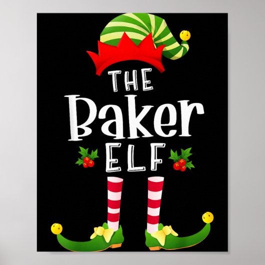 Baker Christmas Elf Matching Pajama X-mas Party  ポスター (正面)