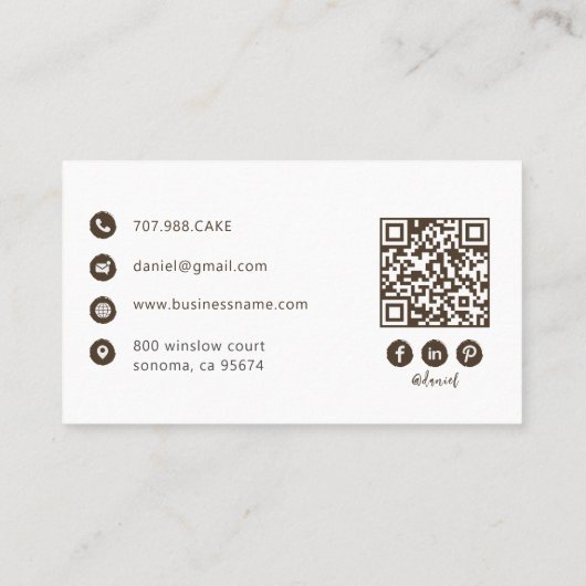 Baker Custom Logo Espresso Brown QR Code 名刺 (裏面)