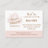 Baker Floral Cupcake Thank You Promo Code Bakery 割引カード (正面)