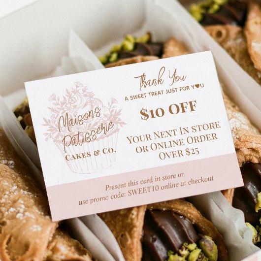 Baker Floral Cupcake Thank You Promo Code Bakery 割引カード