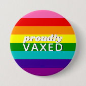 Baker Gay Pride Flag Rainbow Stripe Proudly Vaxed 缶バッジ (正面)