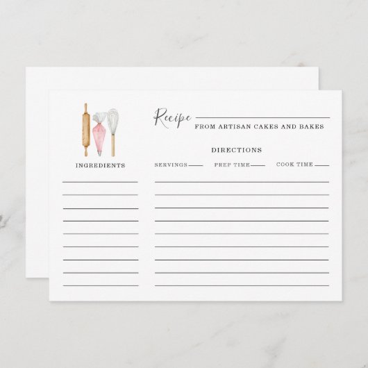 Baker Pastry Chef Baking Utensils Recipe ノートカード (正面/裏面)