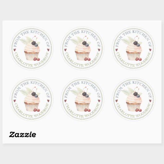 Baker Pastry Chef Cupcake Label Sticker ラウンドシール (シート)
