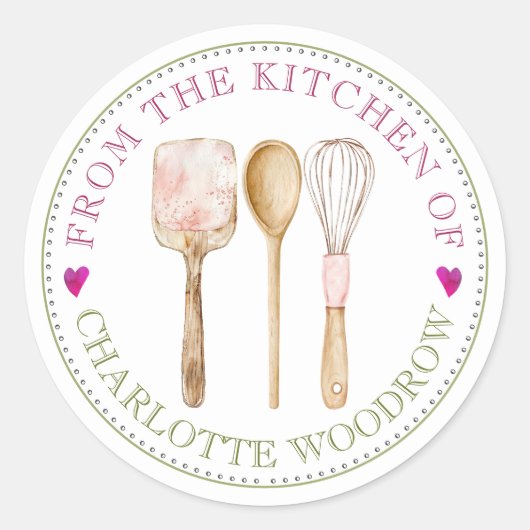 Baker Pastry Chef Tools Food Label Sticker ラウンドシール (正面)