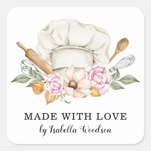 Baker Pastry Chef Tools Of The Trade Product Label スクエアシール (正面)