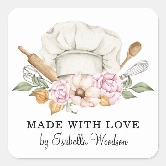 Baker Pastry Chef Tools Of The Trade Product Label スクエアシール (正面)