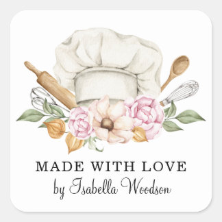 Baker Pastry Chef Tools Of The Trade Product Label スクエアシール