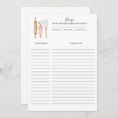 Baker Pastry Chef Utensils Recipe Card Template ノートカード (正面/裏面)