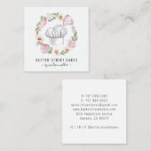 Baker Pastry Chef Watercolor Utensils Floral スクエア名刺 (正面/裏面)