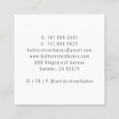 Baker Pastry Chef Watercolor Utensils Floral スクエア名刺 (裏面)