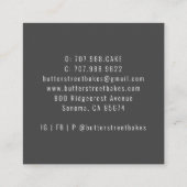 Baker Pastry Chef Watercolor Utensils Floral スクエア名刺 (裏面)