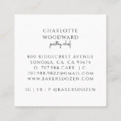 Baker Pink Watercolor Desserts Utensils  スクエア名刺 (裏面)