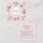 Baker Pink Watercolor Desserts Utensils  スクエア名刺 (正面/裏面)