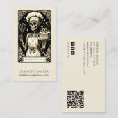 Baker Skeleton Sepia Tarot Aesthetic QR Code 名刺 (正面/裏面)