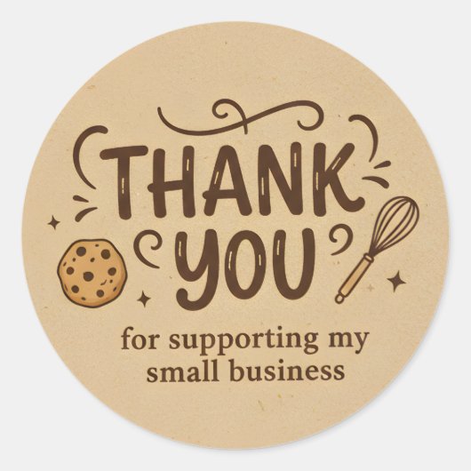 Baker Thank You Sticker  Custom Baking Icon Design ラウンドシール (正面)